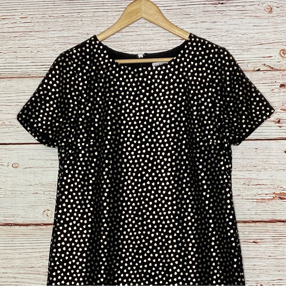 J Crew Factory Shift Dress in Gold Heart Print Sz 12 - Picture 5 of 11